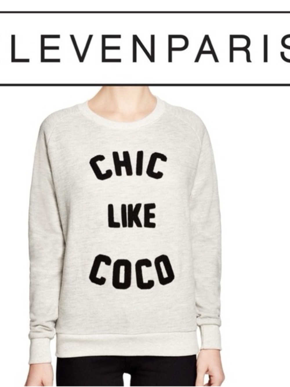 Eleven Paris Cream Sweatshirt with Black Lettering